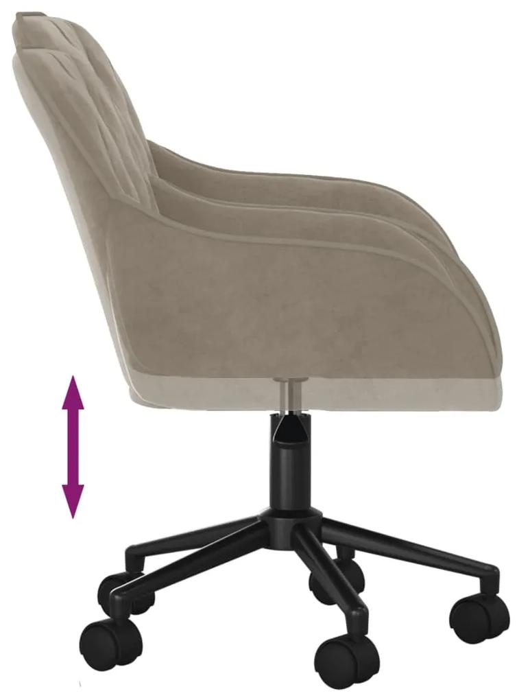 Cadeira de escritório giratória veludo cinzento-claro