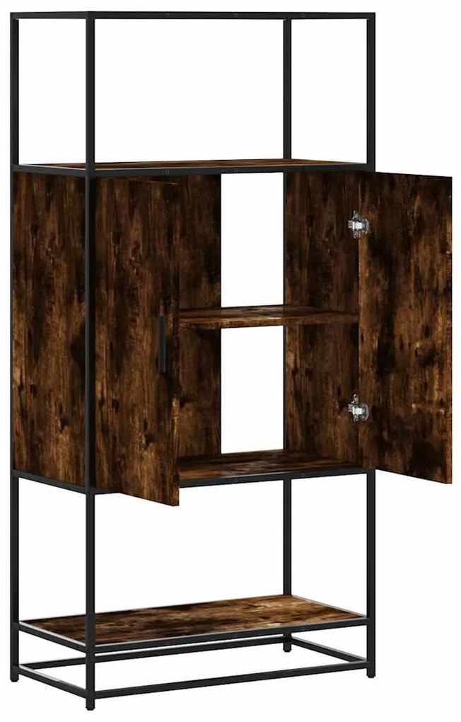 Armário alto 68x35x139 cm madeira e metal carvalho fumado