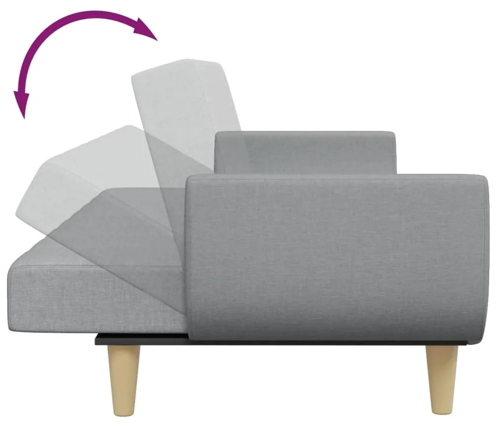 Sofá-cama de 2 lugares c/ apoio de pés tecido cinzento-claro