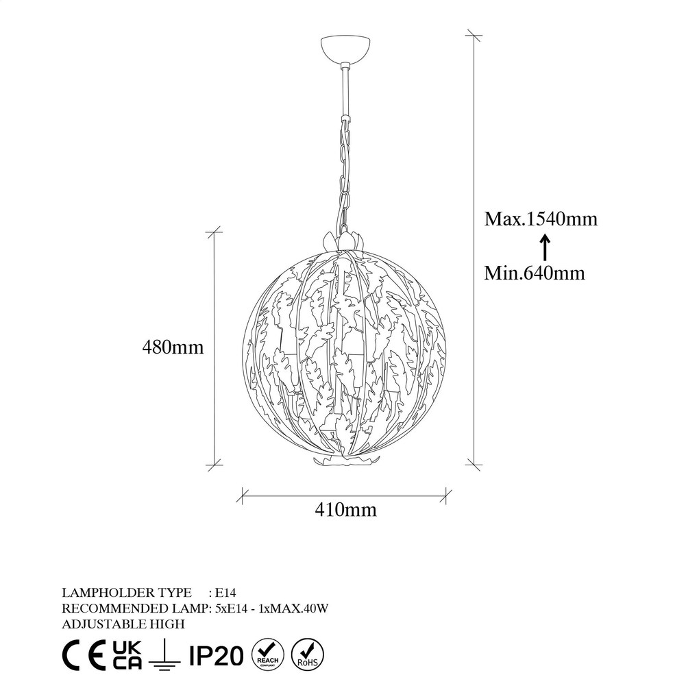Chandelier Endustriyel – Multicolor – 41 x 41 x 64 cm