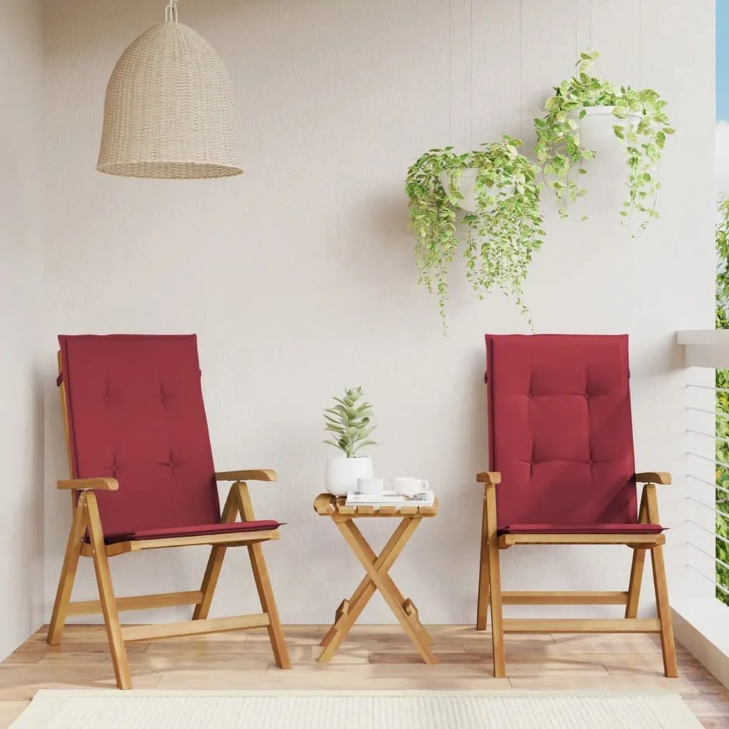 vidaXL Cadeiras de jardim reclináveis c/ almofadões 2 pcs teca maciça