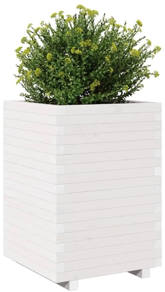 Vaso/floreira de jardim 50x50x72,5 cm pinho maciço branco