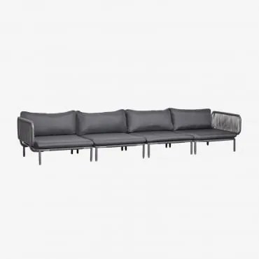 Conjunto De Jardim Com Sofá Modular De 4 Peças Com 2 Módulos De Canto Em Aço Roubly Cinza Grafito - Sklum