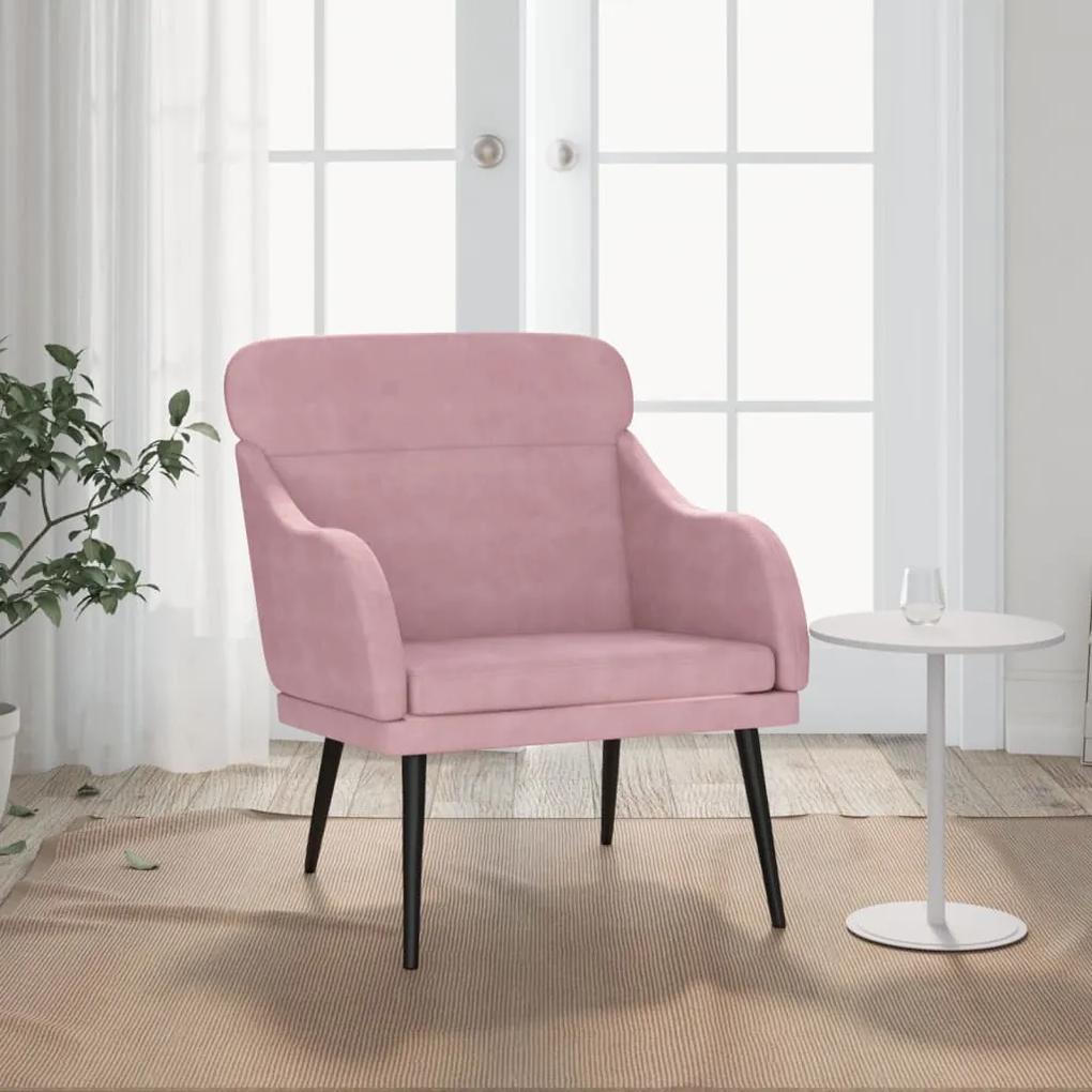 351439 vidaXL Cadeira com apoio de braços 63x76x80 cm veludo rosa