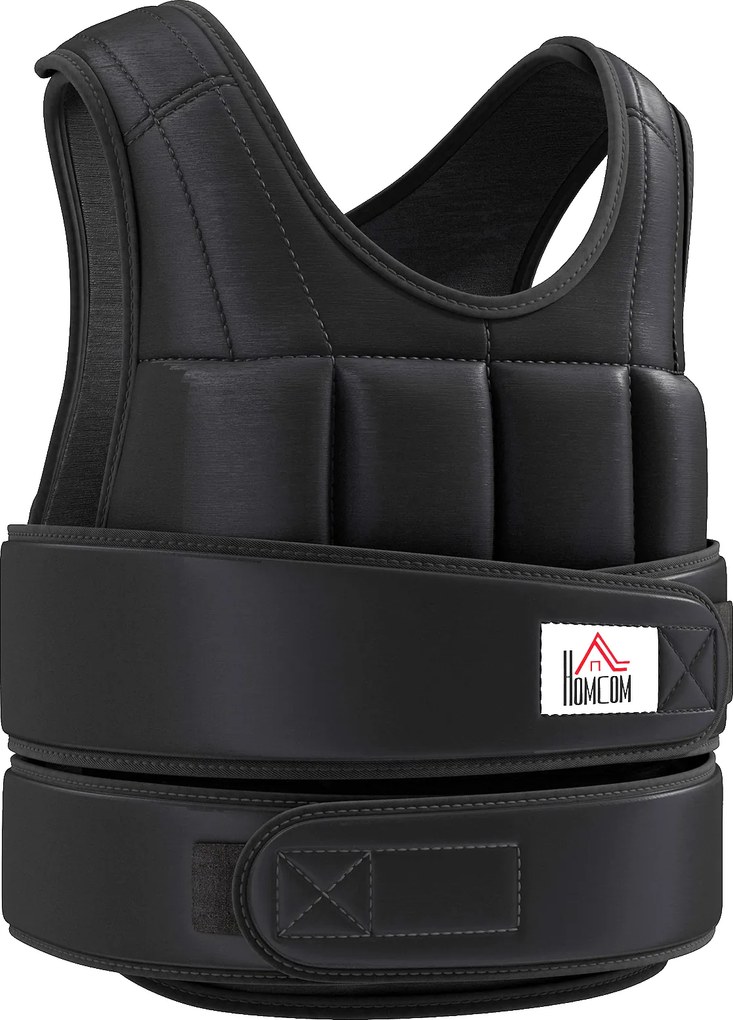 Colete com pesos ajustável, colete com pesos até 10 kg, pesos removíveis, treino, musculação, exercício, boxe, Oxford, 50x60 cm, preto
