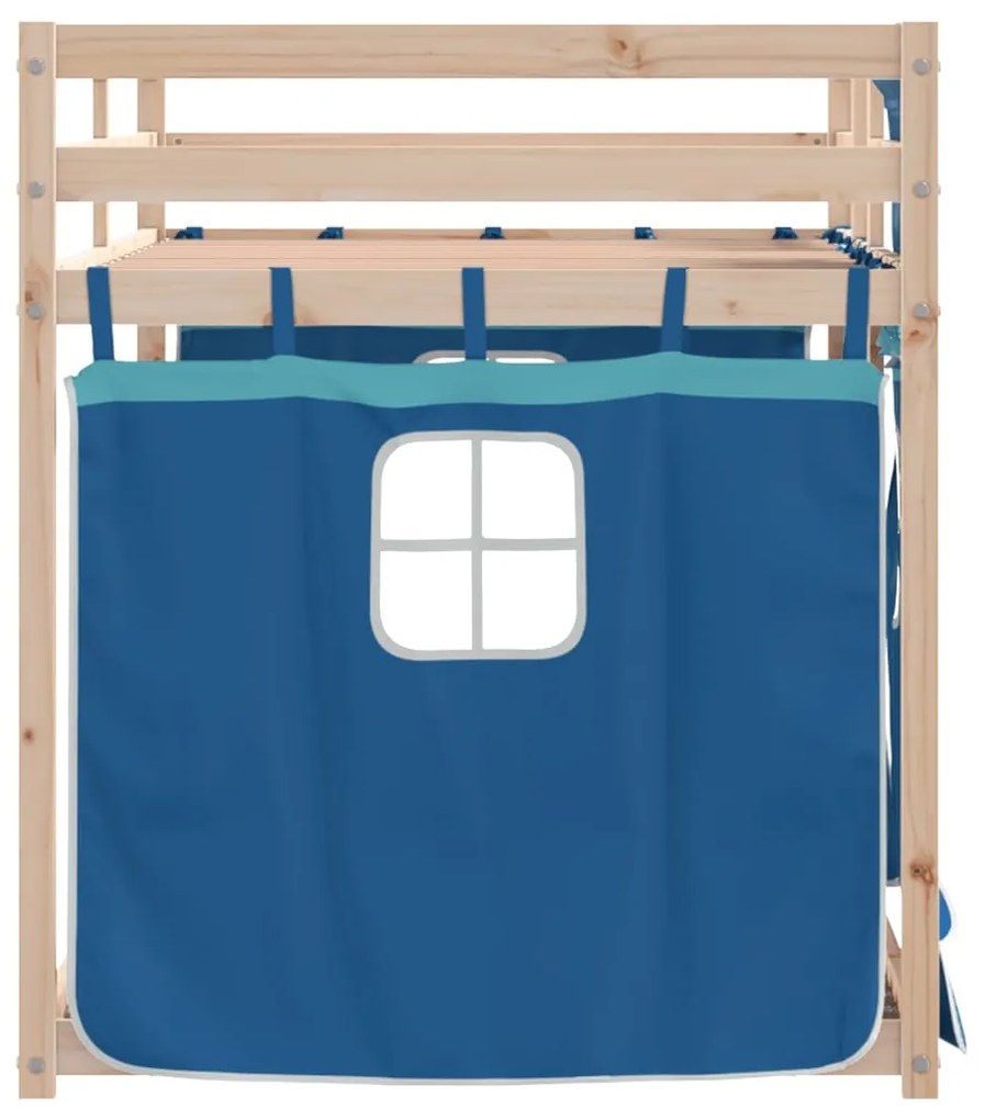 Beliche com cortinas 90x190 cm madeira de pinho maciça azul