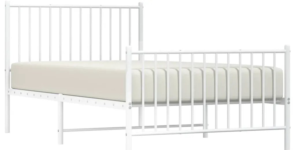 Estrutura de cama com cabeceira e pés 100x190 cm metal branco