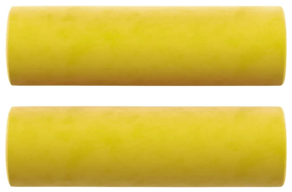 Sofá 3 lugares c/ almofadas decorativas 180 cm veludo amarelo