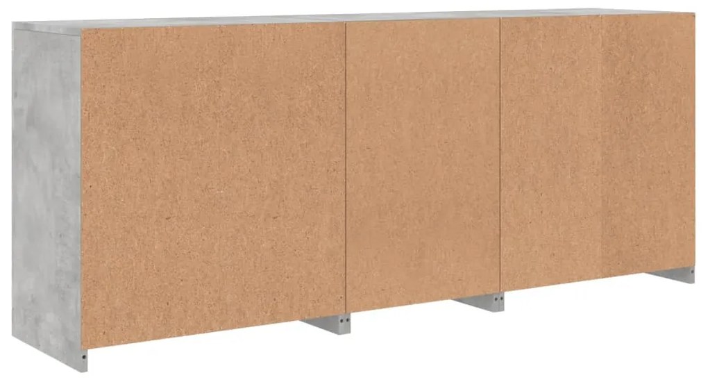 Aparador com luzes LED 162x37x67 cm cinzento cimento