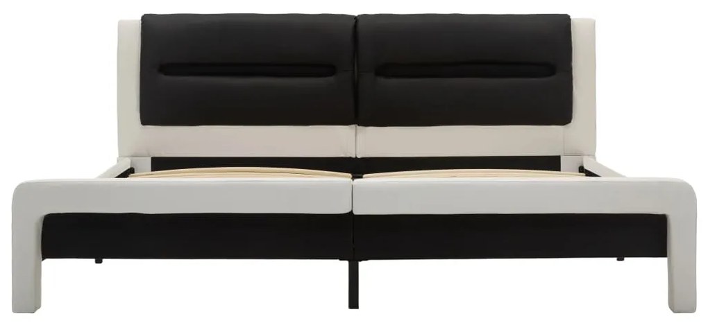Estrutura cama c/ LEDs couro artificial 180x200cm branco/preto