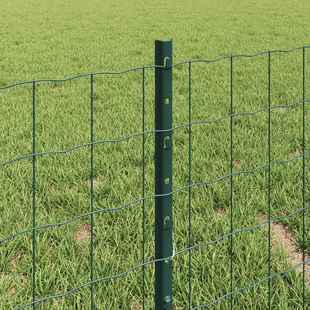 Cerca Euro com 5 Postes U Verde 0,4x10 m Aço