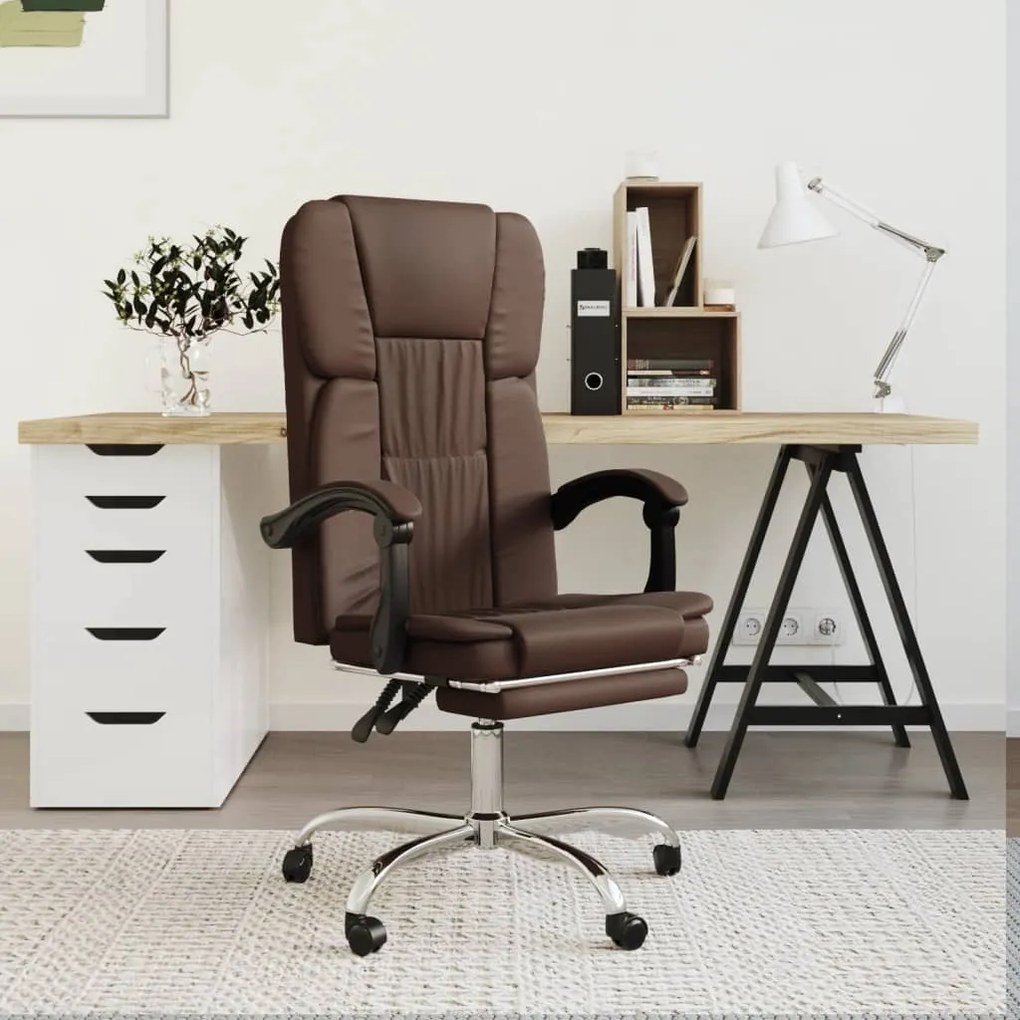349620 vidaXL Cadeira de escritório reclinável couro artificial castanho