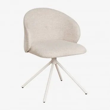 Cadeira De Jantar Giratória Estofada Gryon Bouclé Bege Creme - Sklum