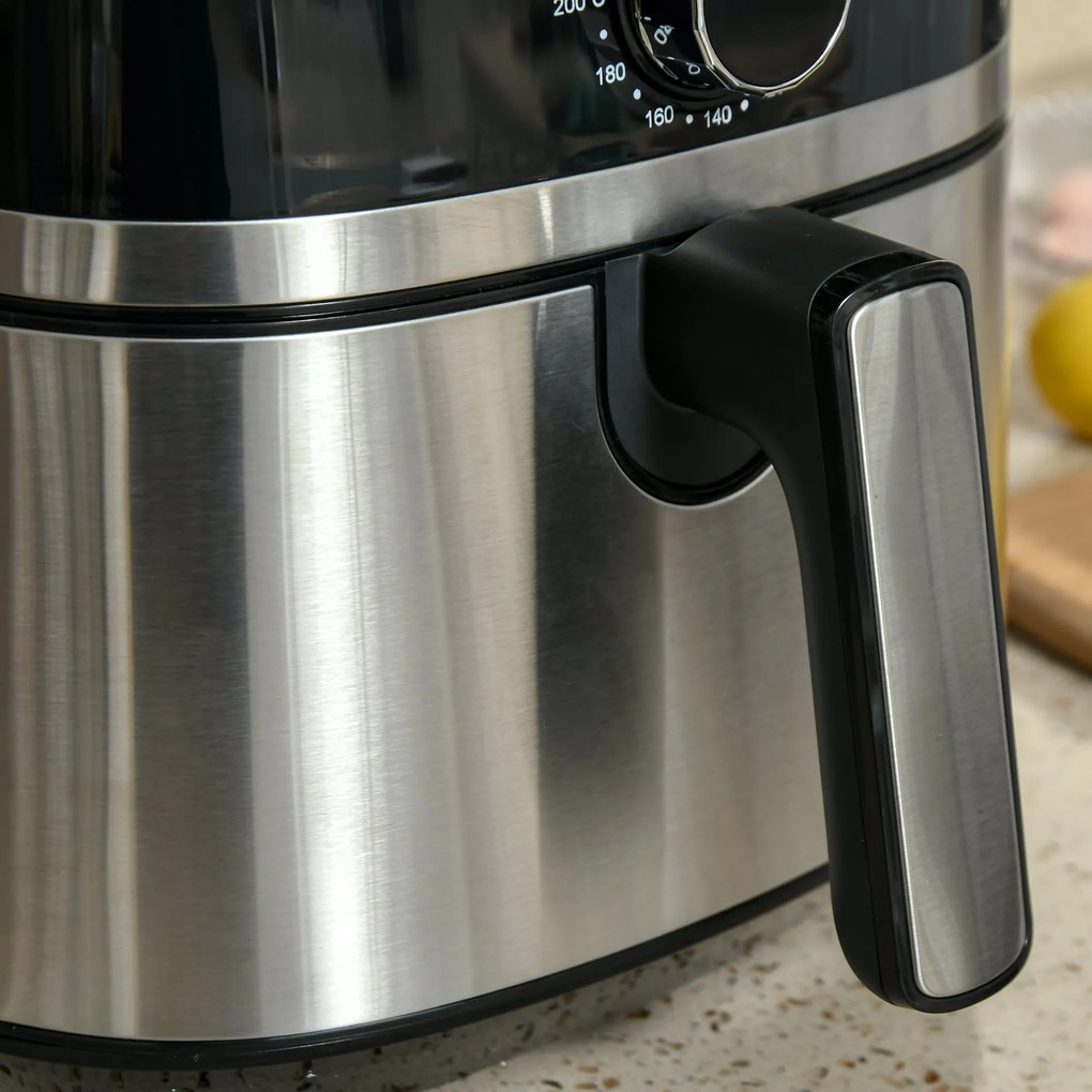 Fritadeira sem Óleo 4,5L Fritadeira de Ar Quente 1500W com 8 Programas Temporizador Temperatura Ajustável Desligamento Automático e Cesta