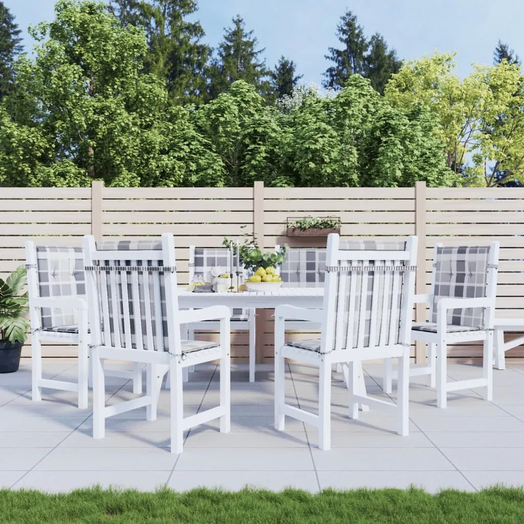 vidaXL Almofadões lombares cadeiras jardim 6pcs oxford xadrez cinza