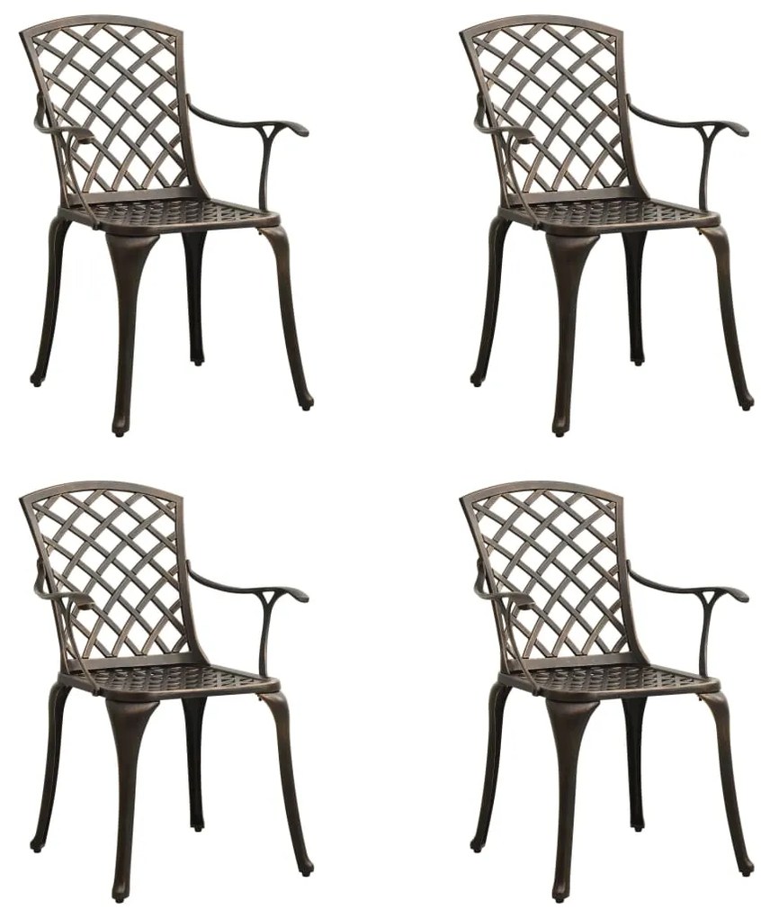 vidaXL Cadeiras de jardim 4 pcs alumínio fundido bronze