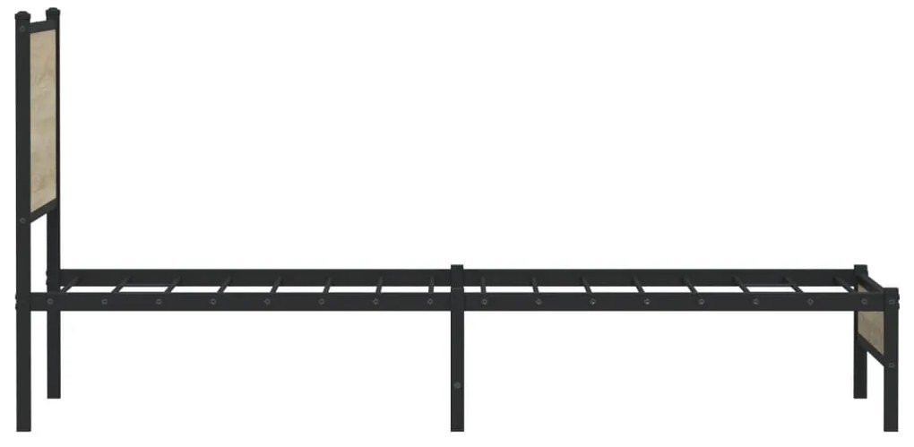 Estrutura de cama sem colchão 80x200 cm metal carvalho sonoma