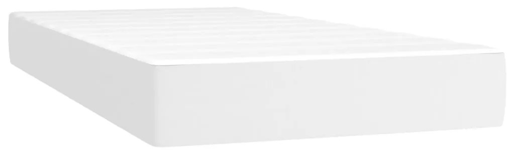 Cama box spring c/ colchão/LED 90x190cm couro artificial branco