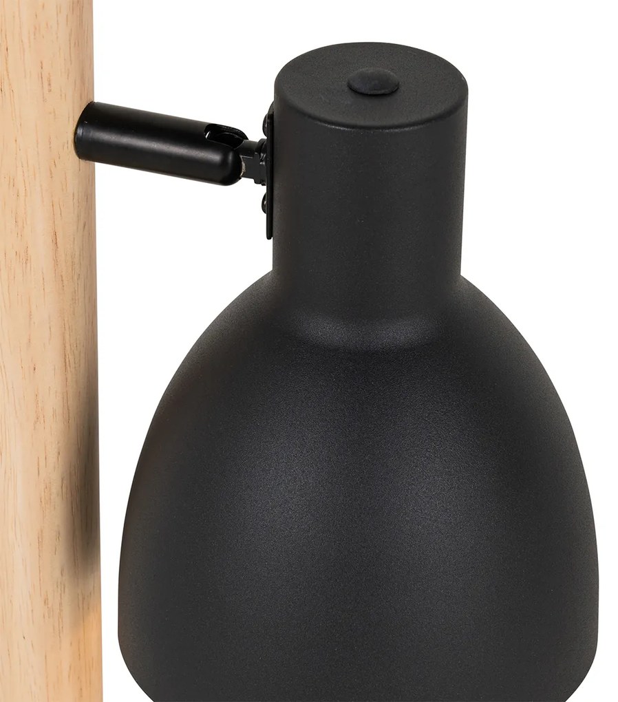 Candeeiro de mesa rústico preto com madeira - Flint Rústico