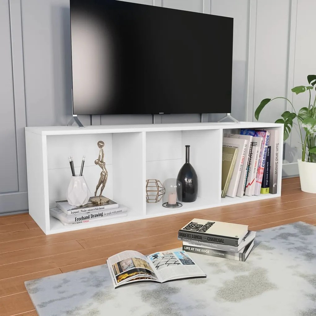 Estante/móvel de TV 36x30x114 cm derivados de madeira branco