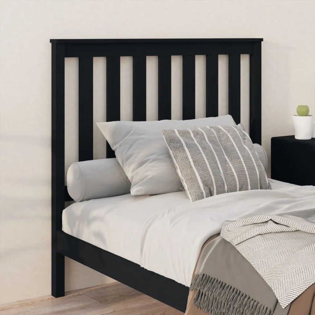 Cabeceira de cama 106x6x101 cm pinho maciço preto