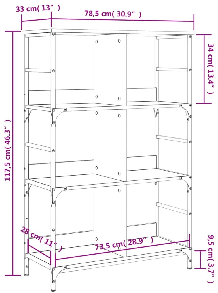 Estante 78,5x33x117,5 cm derivados de madeira cinzento sonoma