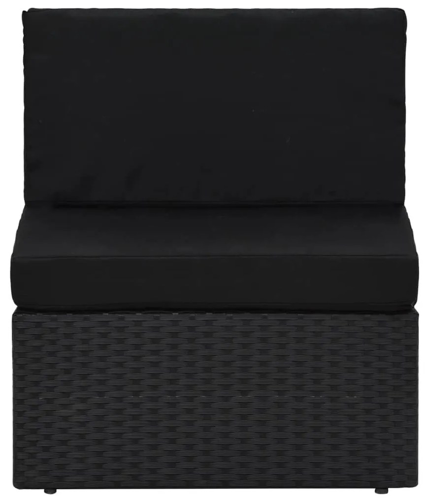 9 pcs conjunto lounge de jardim c/ almofadões vime PE preto