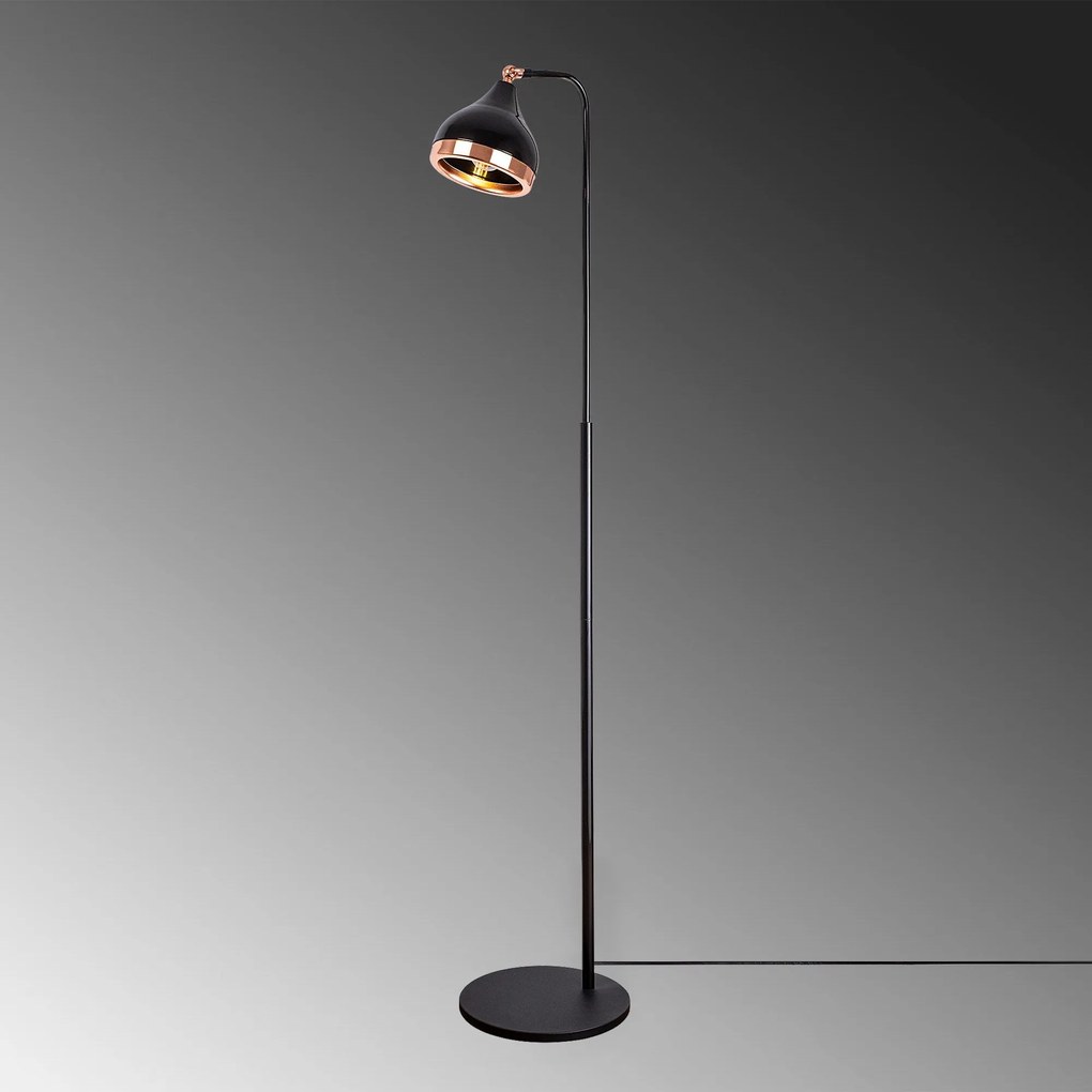 Candeeiro de Pé Yildo – Preto e Cobre – 40 x 28 cm