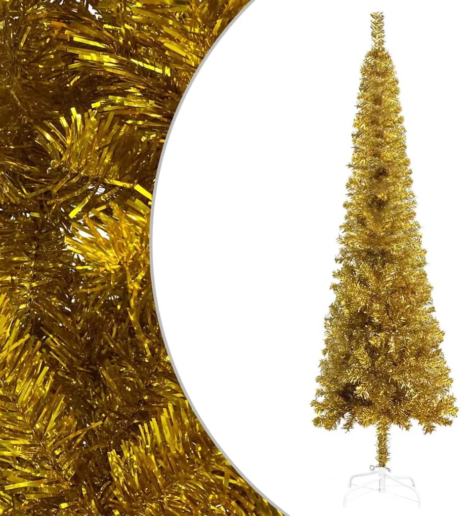 vidaXL Árvore de Natal fina 120 cm dourado
