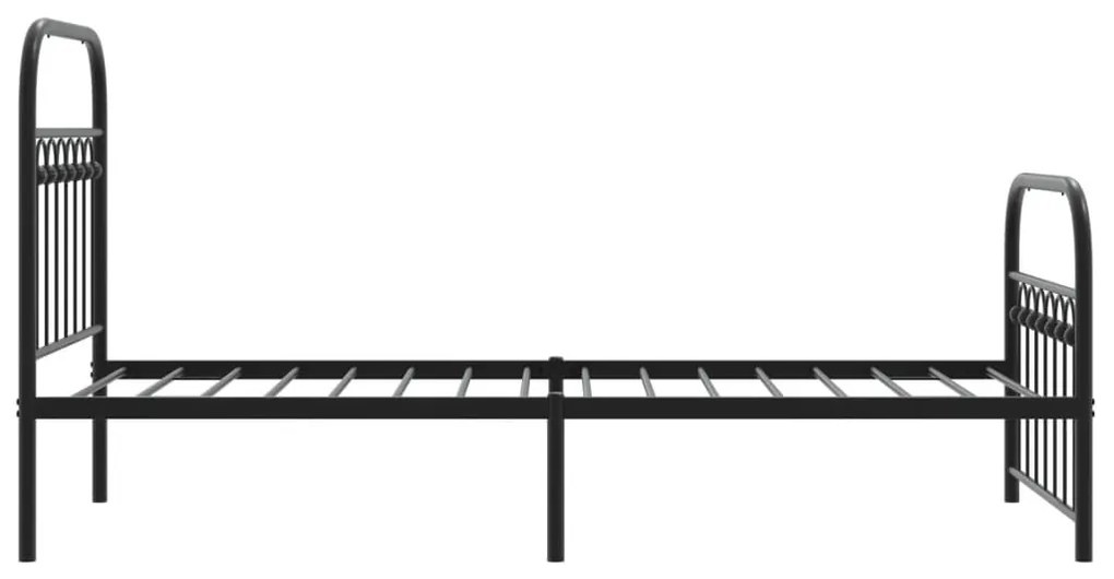 Estrutura de cama com cabeceira e pés 75x190 cm metal preto
