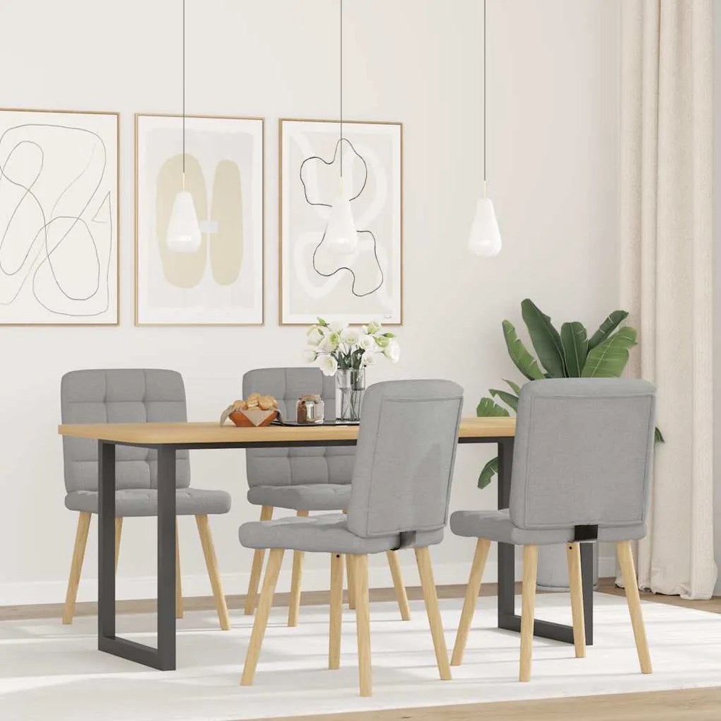 Cadeiras de jantar 4 pcs tecido cinza nuvem
