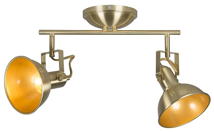 Refletor de teto dourado / latão 2 lâmpadas giratórias e inclináveis - Tommy Country / Rústico