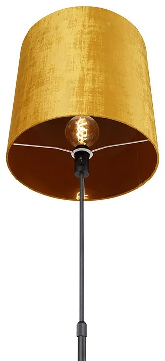 Candeeiro de pé preto com cúpula dourada 40 cm ajustável - Parte Moderno