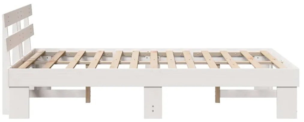 Estrado de Cama com Cabeceira Branco 140x190 cm em Madeira de Pinho