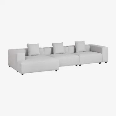 Sofá Modular Chaise Longue Esquerdo De 3 Peças (↔︎375 Cm) Com Apoio De Braço Alto Bruna Tecido Cinzento Glaciar - Sklum