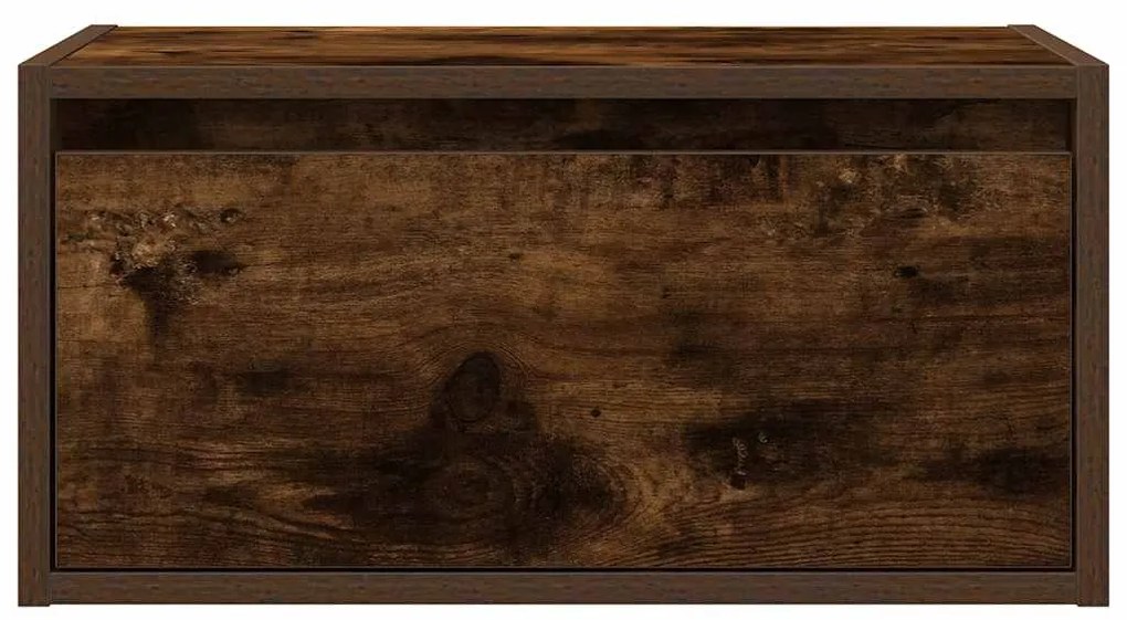 Mesa de cabeceira de parede com luzes LED carvalho fumado