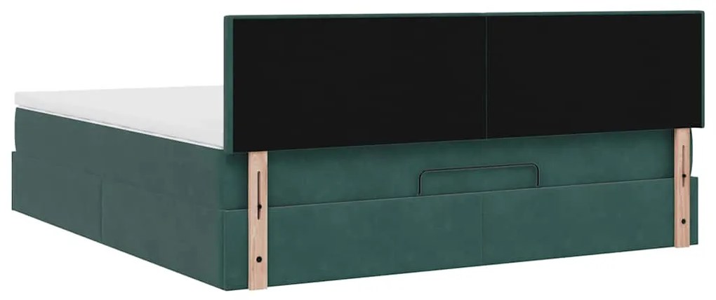 Estrutura de cama otomana com colchão 160x200 cm verde escuro