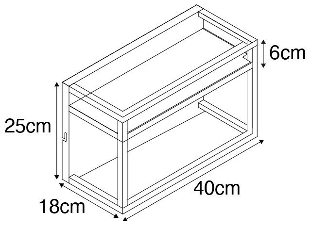 Candeeiro de parede industrial preto com prateleira 2 luzes - Cage Rack Industrial