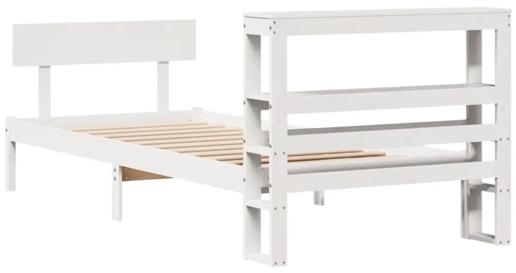 Cama sem colchão 90x200 cm madeira de pinho maciça branco