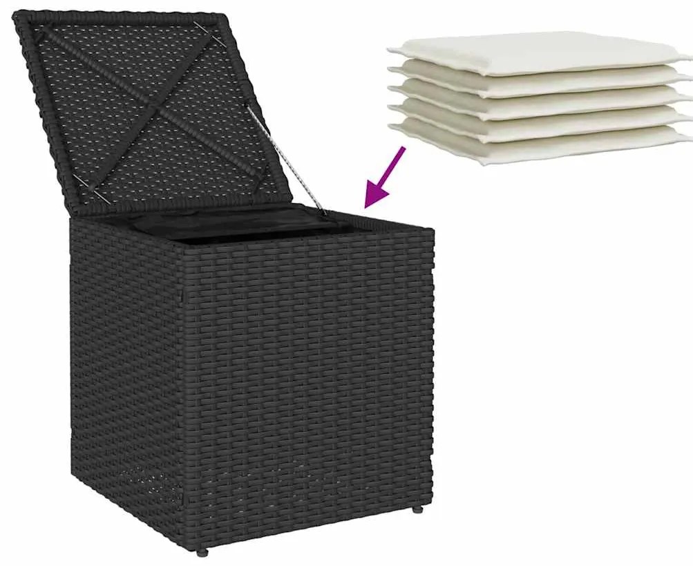 Bancos de jardim com almofadas 2 unid 40x40x43 cm vime PE preto