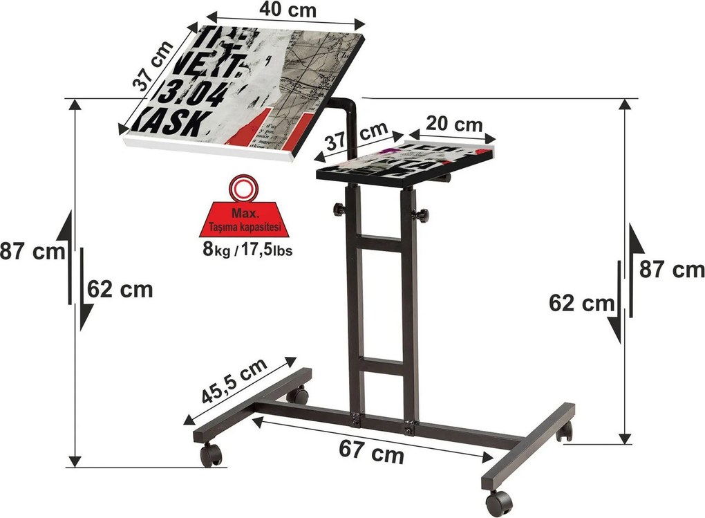 **** Secretária Elevatória para Laptop Glen – Branco/Preto – 67x87x45,