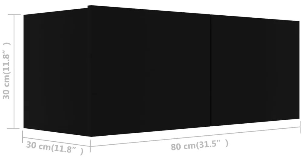 2 pcs conjunto de móveis de TV derivados de madeira preto