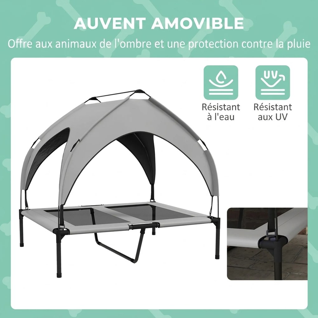 Cama para Cão e Gato, 91 x 76 x 85 cm, com Cobertura Anti-UV, Cinzenta