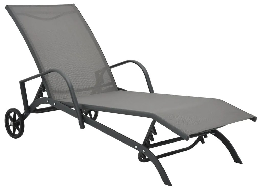 Espreguiçadeiras com mesa 2 pcs textilene e aço