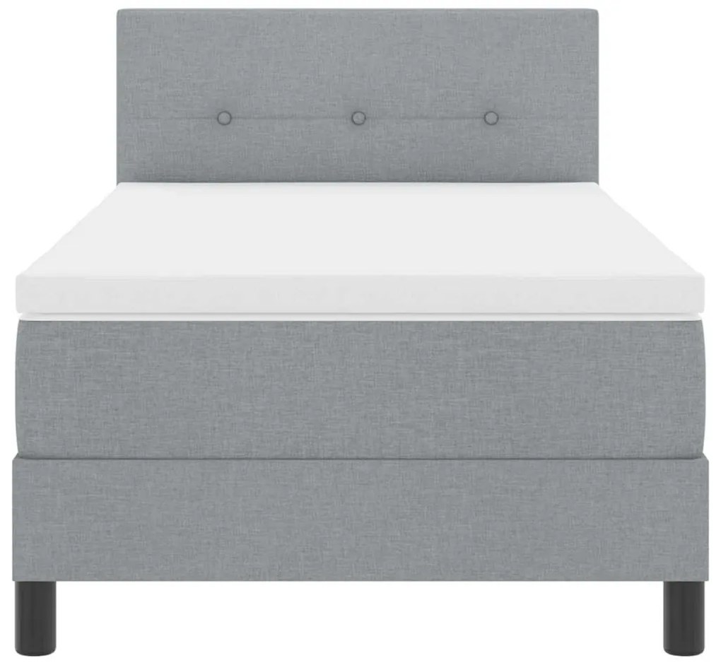 Cama Box com Colchão Cinza Claro 90x200 cm Tecido