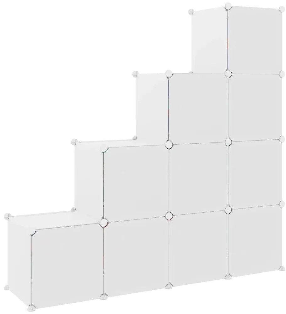 Armário de arrumação infantil com 10 cubos PP branco
