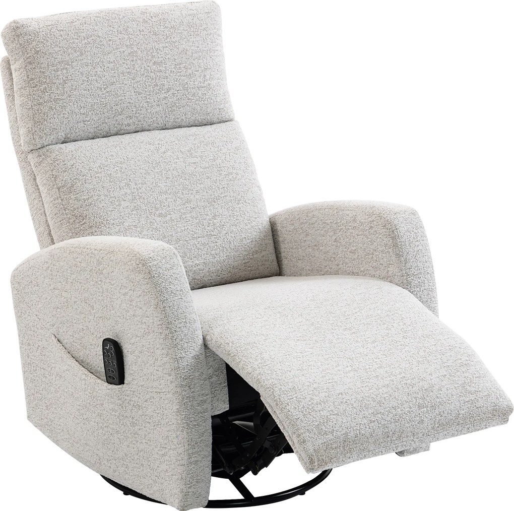 Poltrona Reclinável de Massagem, 163 x 73,5 x 86 cm, Massagem com Calor Lombar, Creme