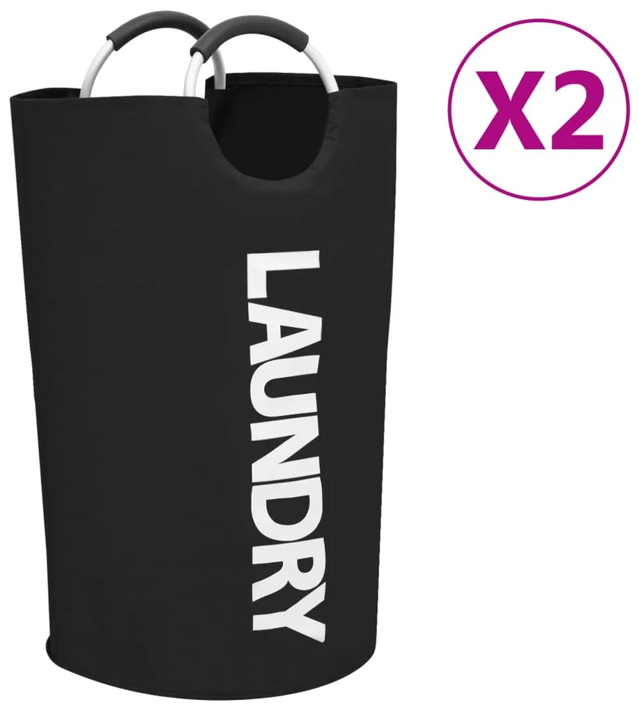 vidaXL Separador de roupa suja 2 pcs preto