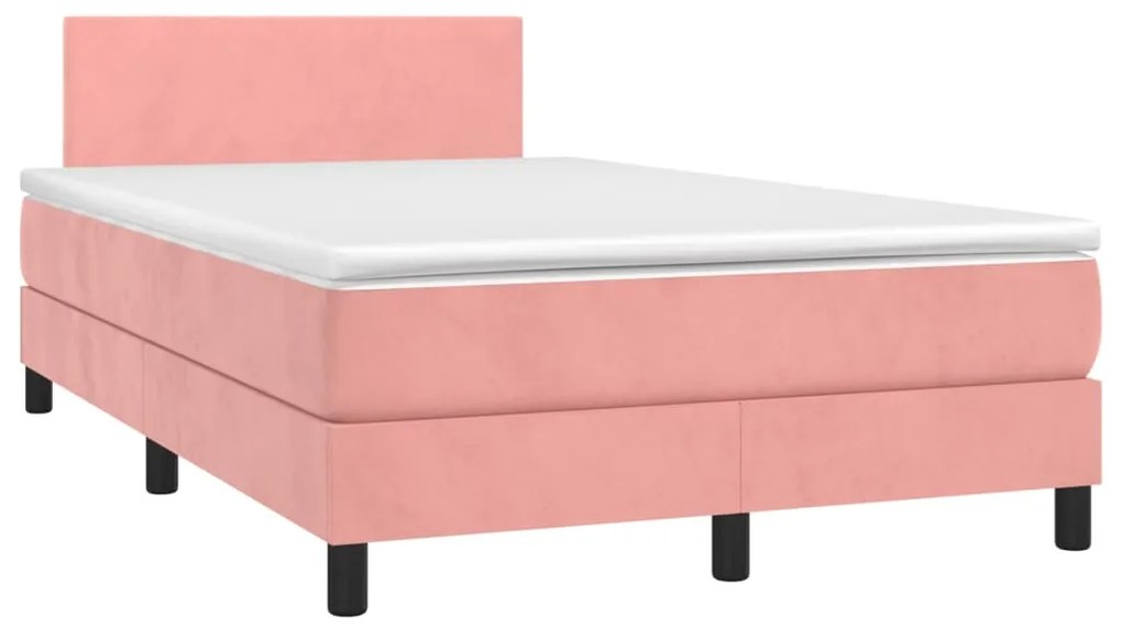 Cama boxspring com colchão 120x200 cm veludo rosa