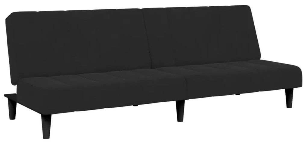 Sofá-cama 2 lugares c/ apoio de pés veludo preto